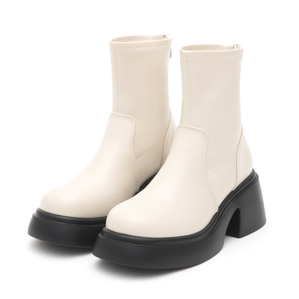 Lightweight Thick Sole Slimming Boots Vanilla