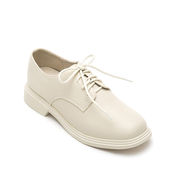 Soft Lace-Up Derby Shoes French Vanilla White