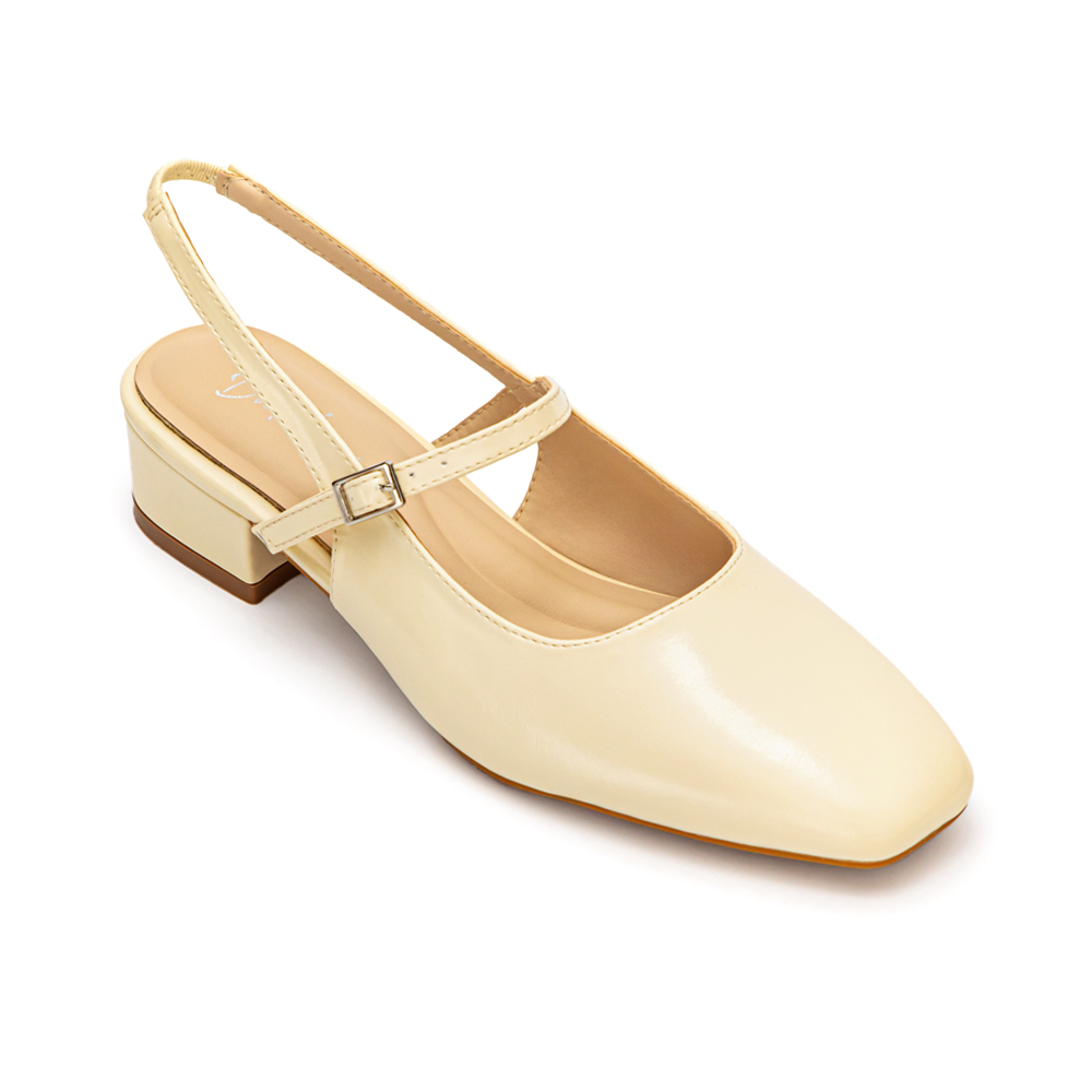 粉彩春日4D氣墊後空低跟鞋 黃