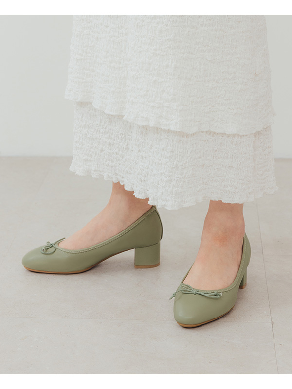 4D Cushioned Mid-Heel Ballets Shoes Sage Green