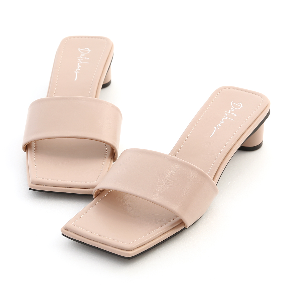 Square Toe Heeled Mules Nude pink