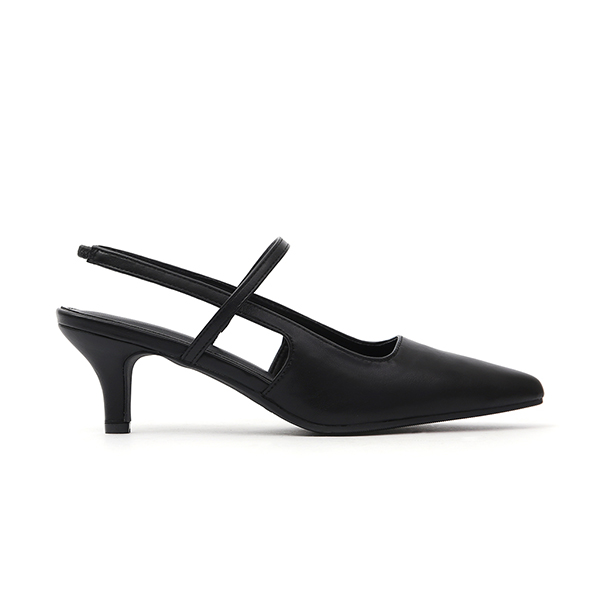 Pointed-Toe Low Heel Slingback Pumps Black