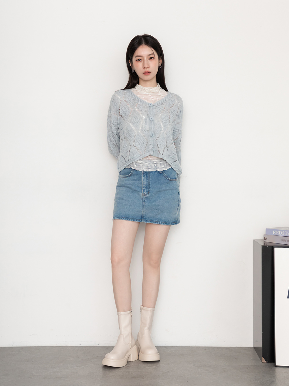 冬日美學．輕量加厚底撞色車線瘦瘦靴 香草米