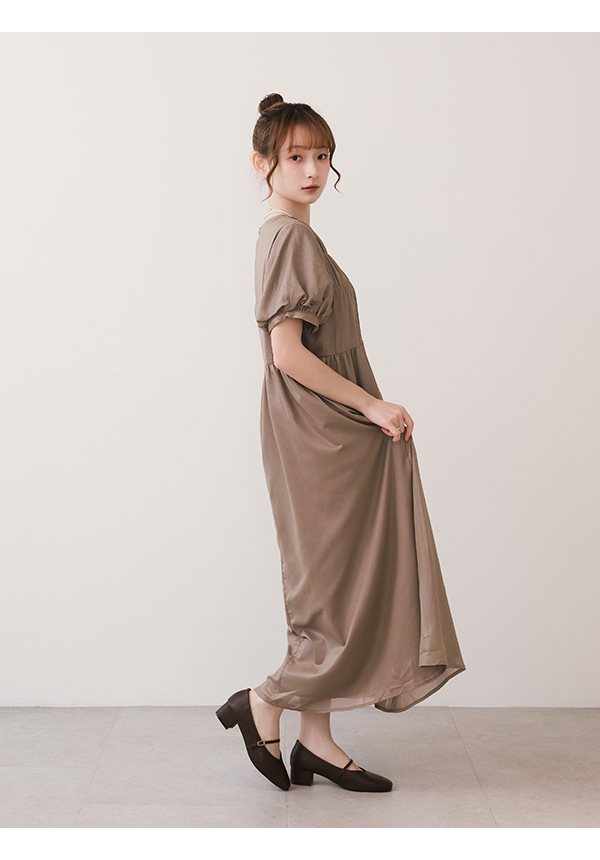 典雅少女V口低跟瑪莉珍鞋 咖
