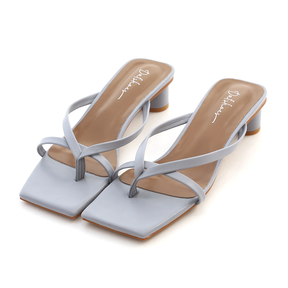 Square Toe Strappy Slip-On Sandals Serenity Blue