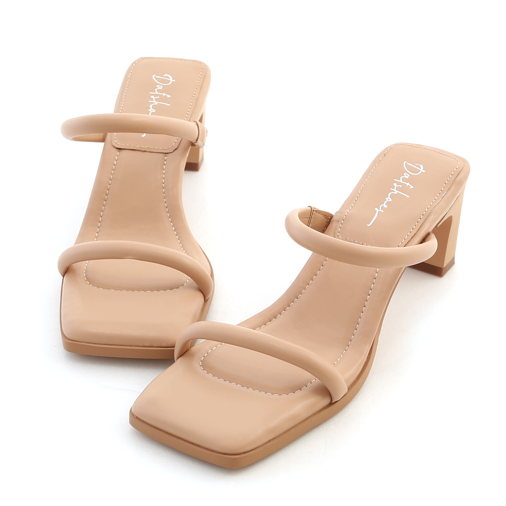 Single Strap Cushioned High-Heel Sandals Beige