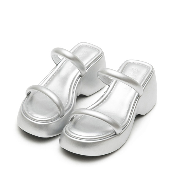 One-Strap Comfy Thick Sole Slide Sandals Silver