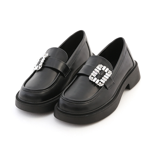 Crystal Embellished Chunky-Sole Loafers Black