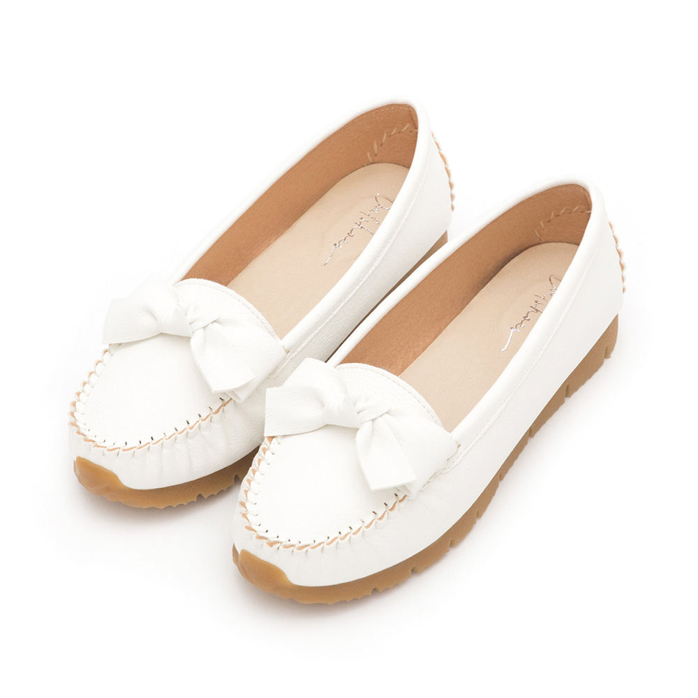 MIT Bow Platform Moccasins White