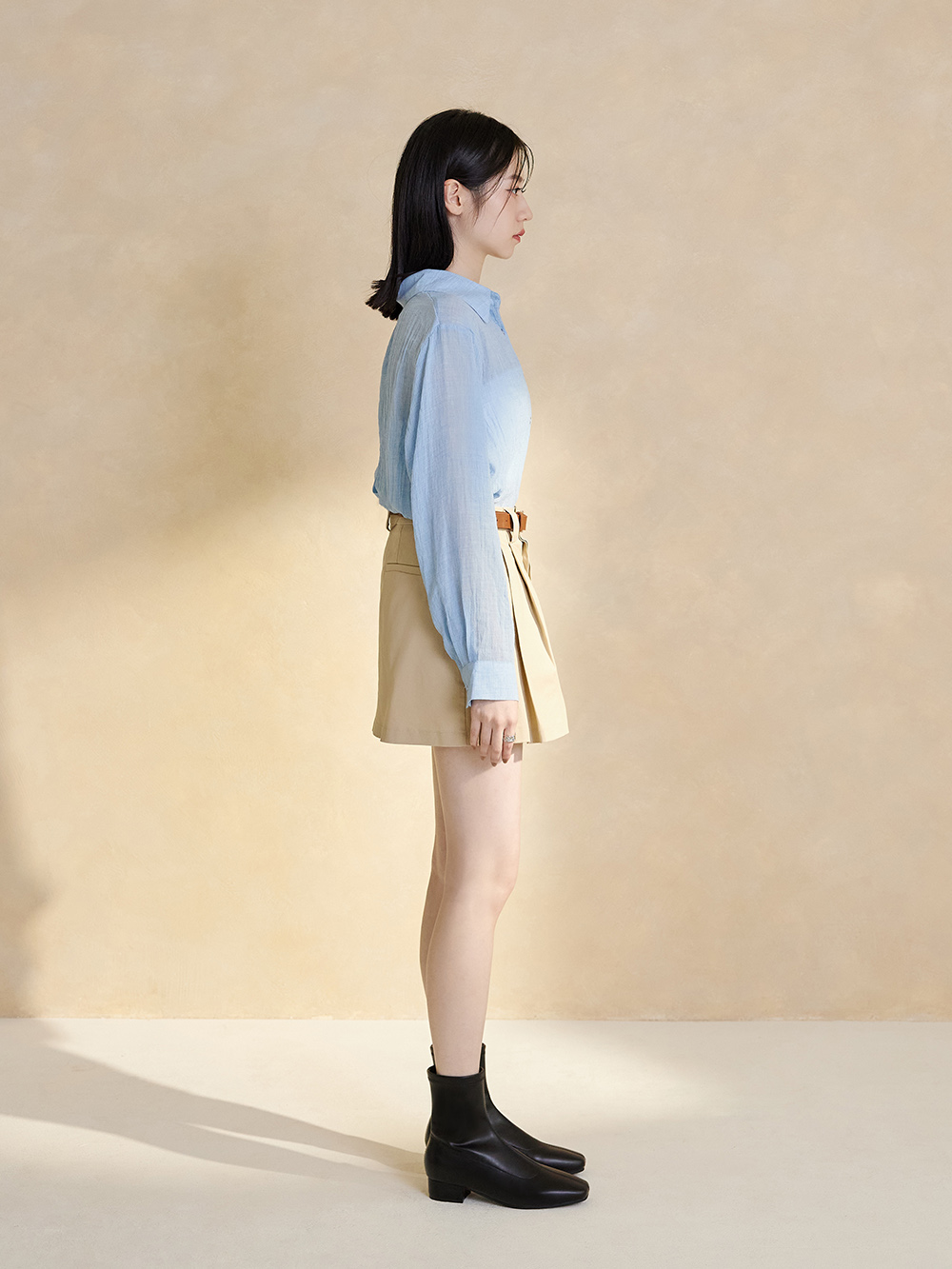 人氣指標中車線方頭低跟瘦瘦靴 時尚黑