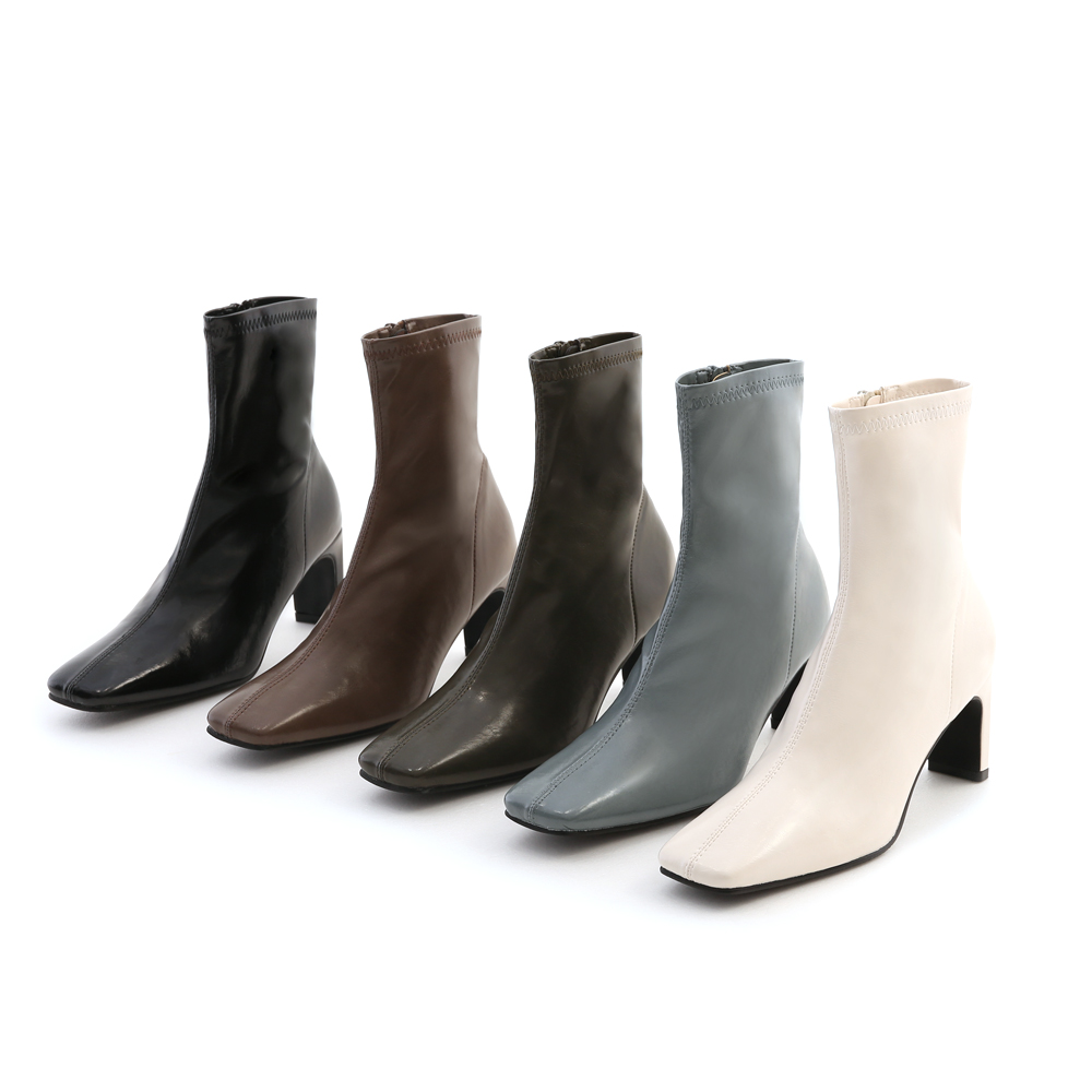 唯美配方．質感亮面扁跟瘦瘦靴 迷霧藍