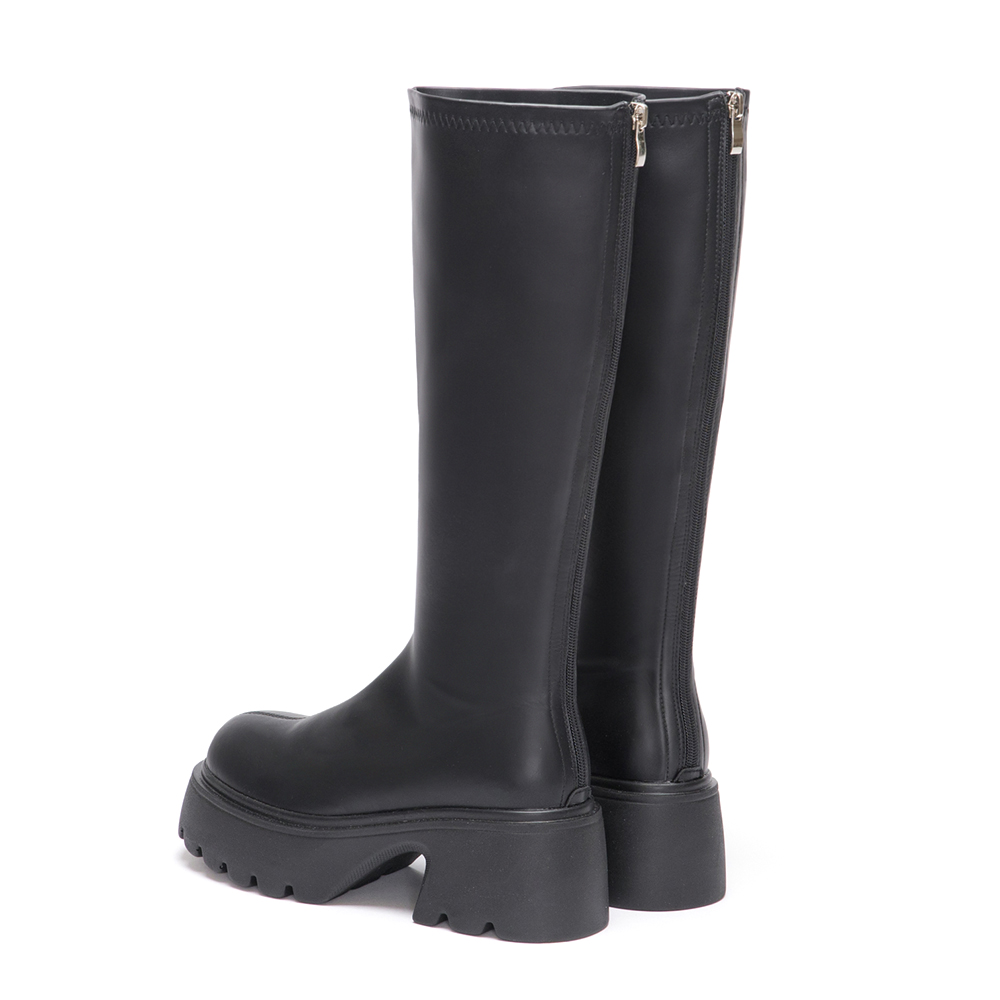 超強魅力．輕量波浪底瘦瘦長靴 時尚黑