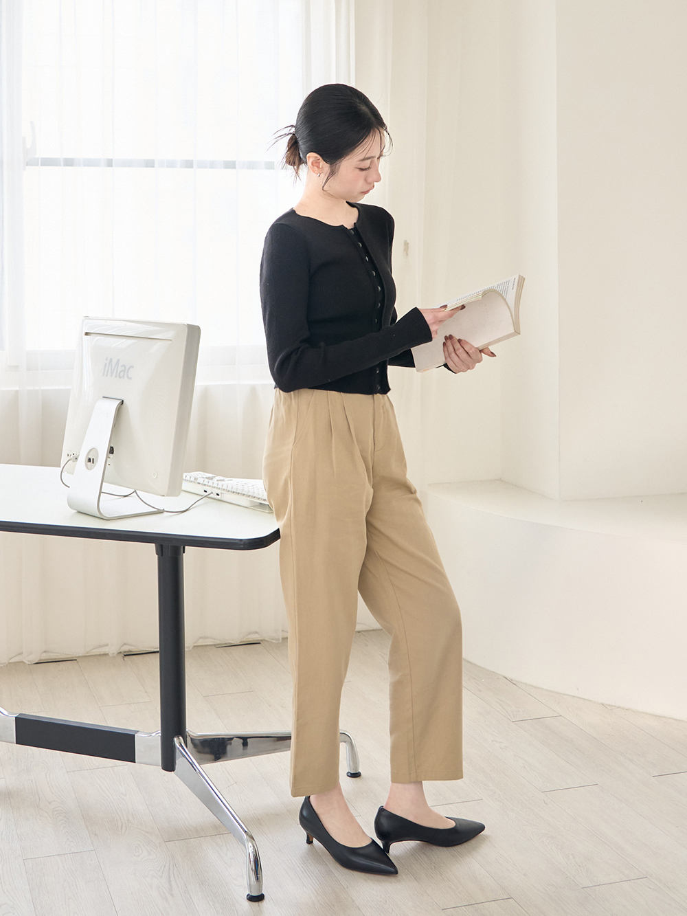 【真皮系列】3.5cm全能氣墊真皮低跟鞋 時尚黑