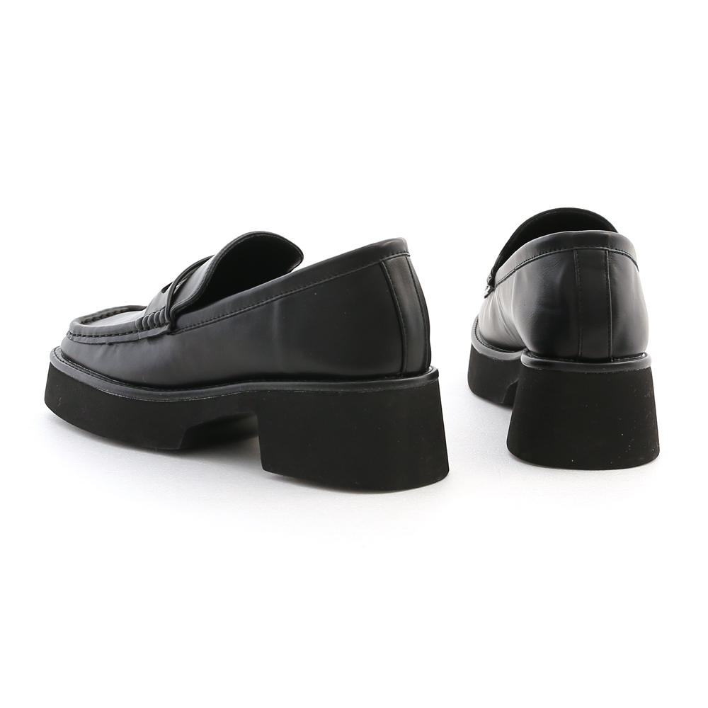 Square Toe Bulky Penny Loafers Black