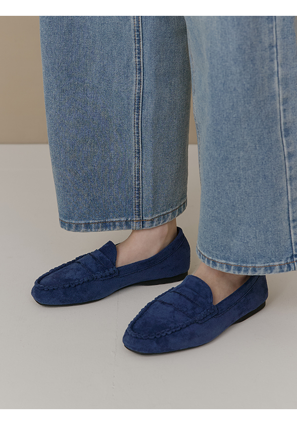 秋冬輕著4D氣墊豆豆底樂福鞋 深藍色