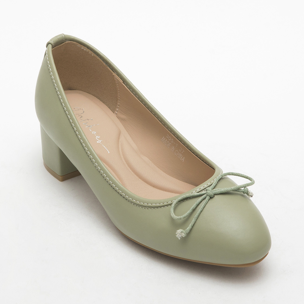 4D Cushioned Mid-Heel Ballets Shoes Sage Green