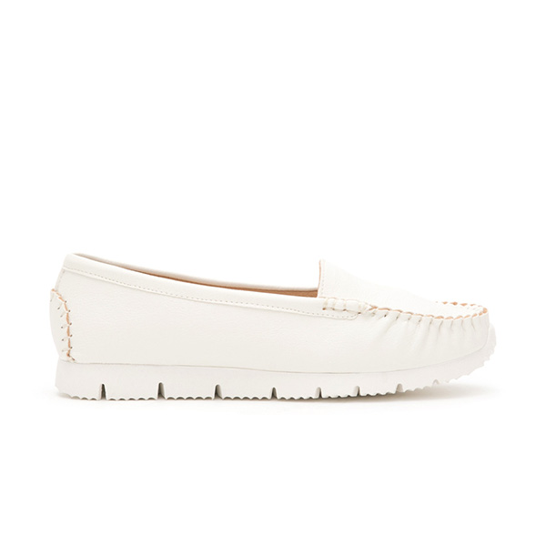 MIT Plain Platform Moccasins White