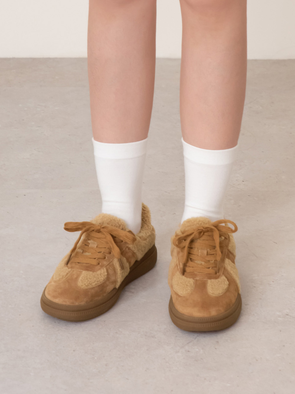 泰迪熊QQ毛加厚底德訓鞋 棕色