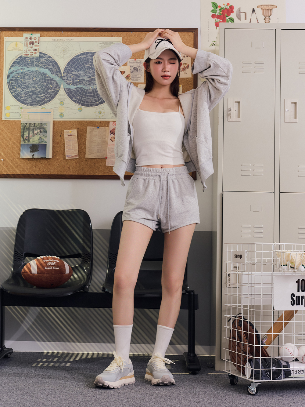 韓潮拼色輕量厚底增高休閒鞋 天空藍