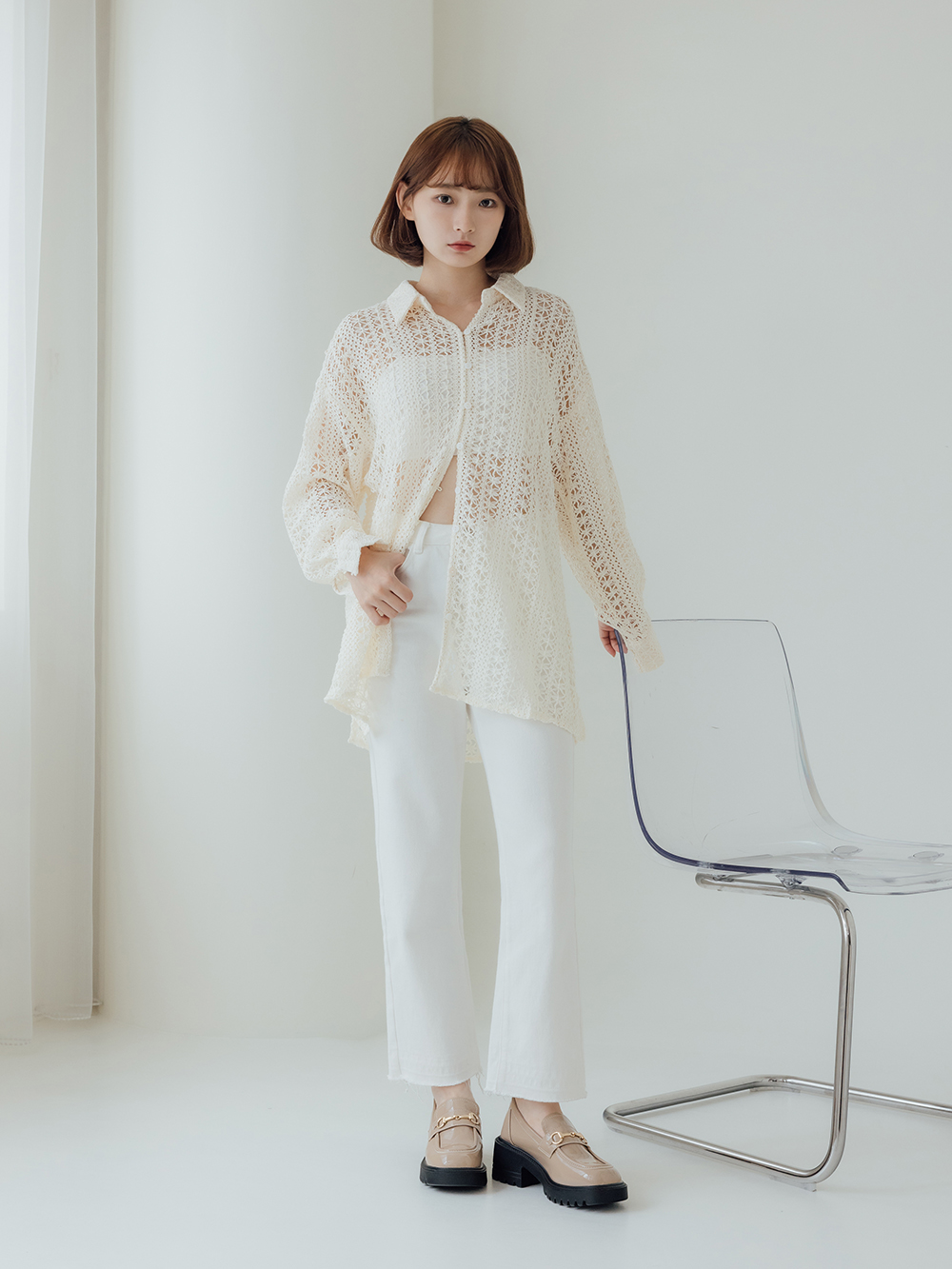 貴族學院.漆皮馬銜釦厚底輕量樂福鞋 奶茶杏