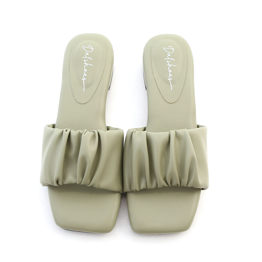 Ruched Puffy Cushioned Sandals Sage Green