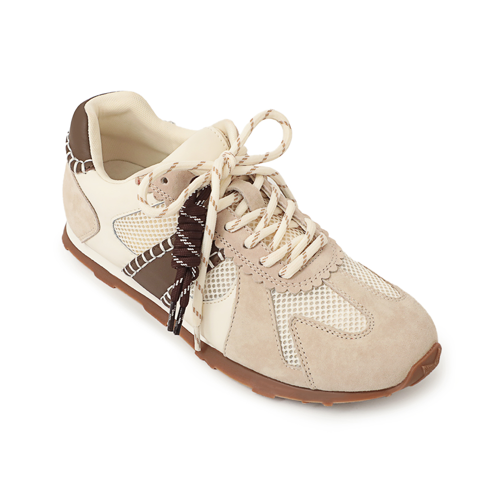Colorblock Design Leather Sneakers Pink