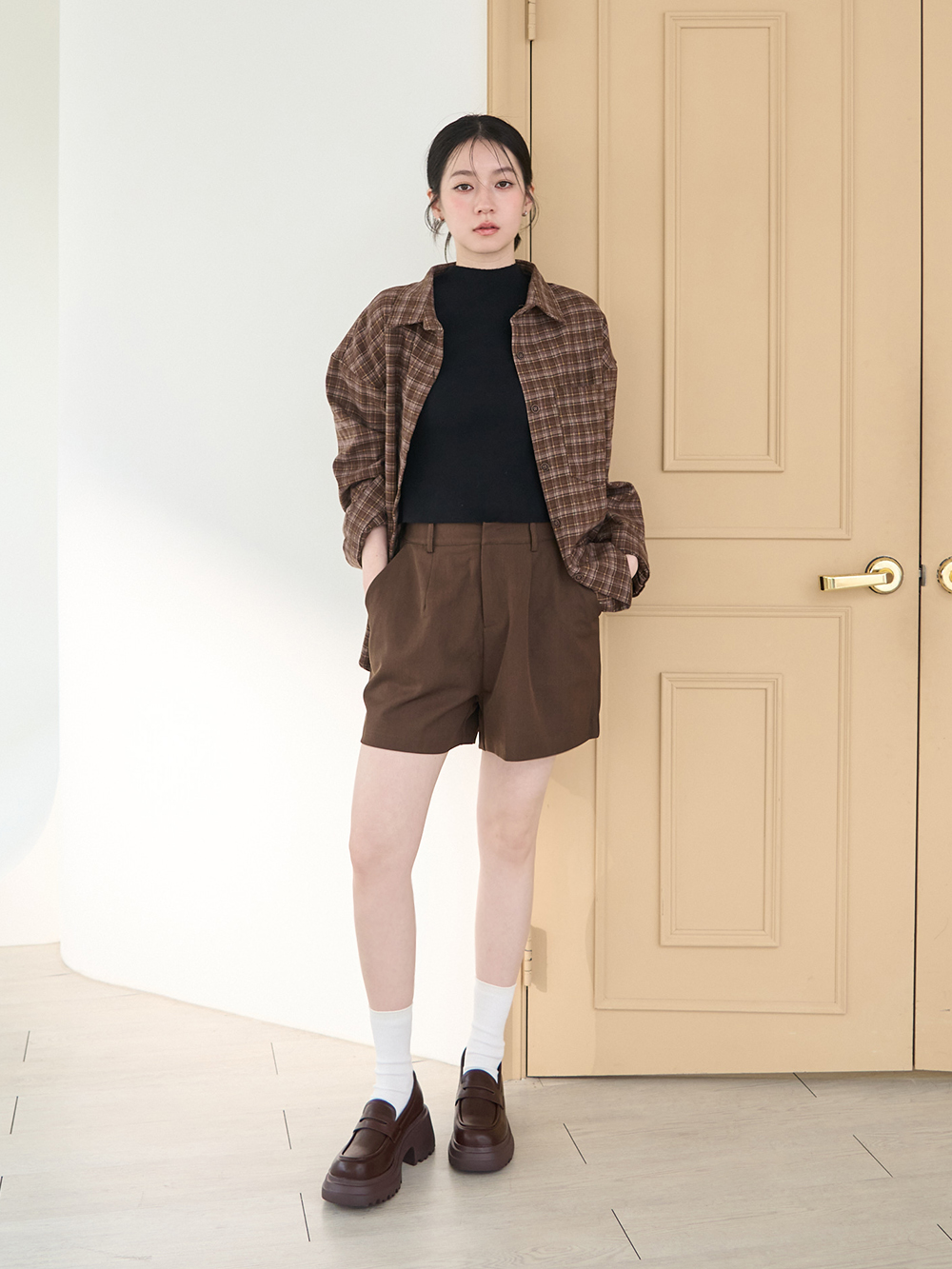 學霸女神增高加厚底樂福鞋 咖啡