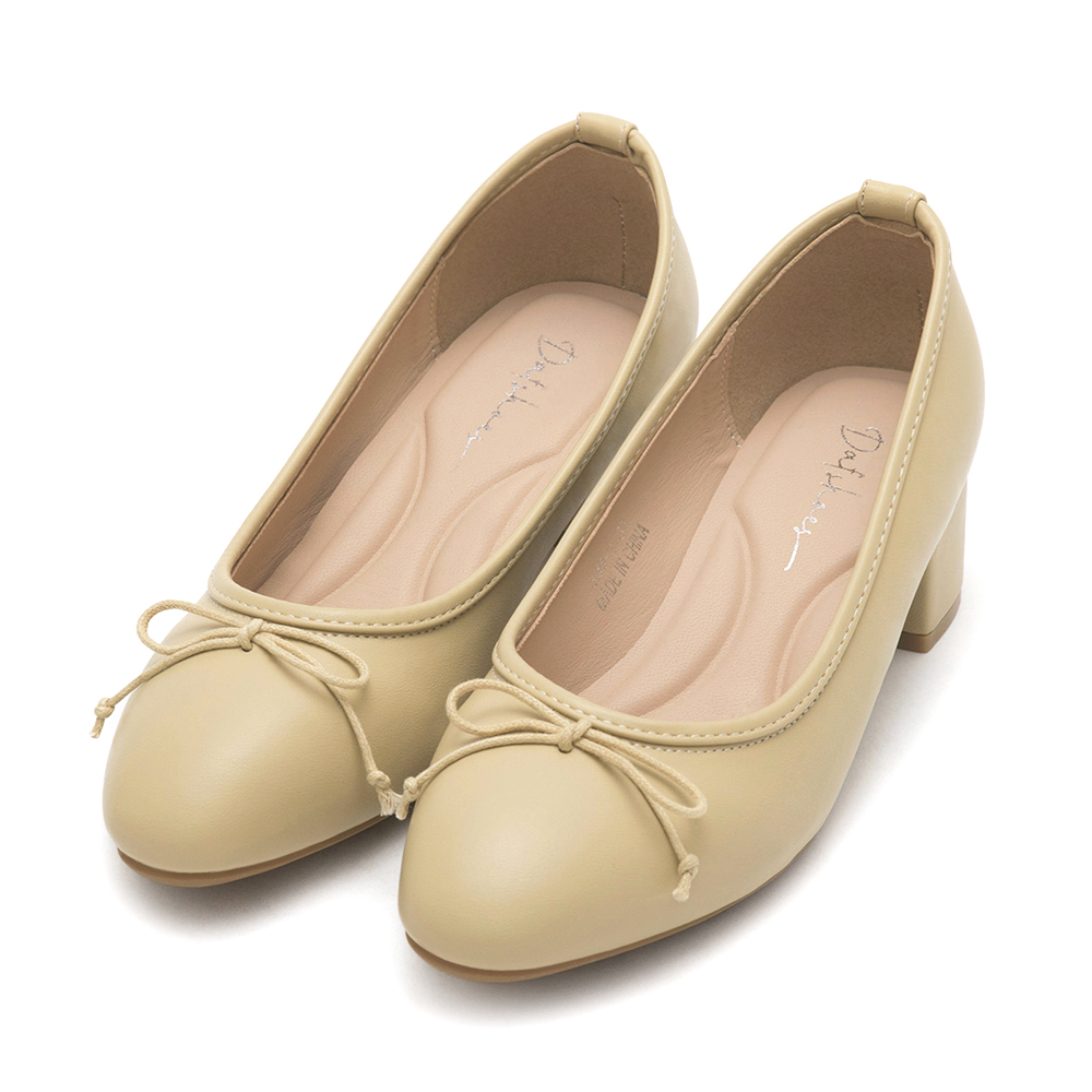 4D氣墊中跟芭蕾娃娃鞋 黃