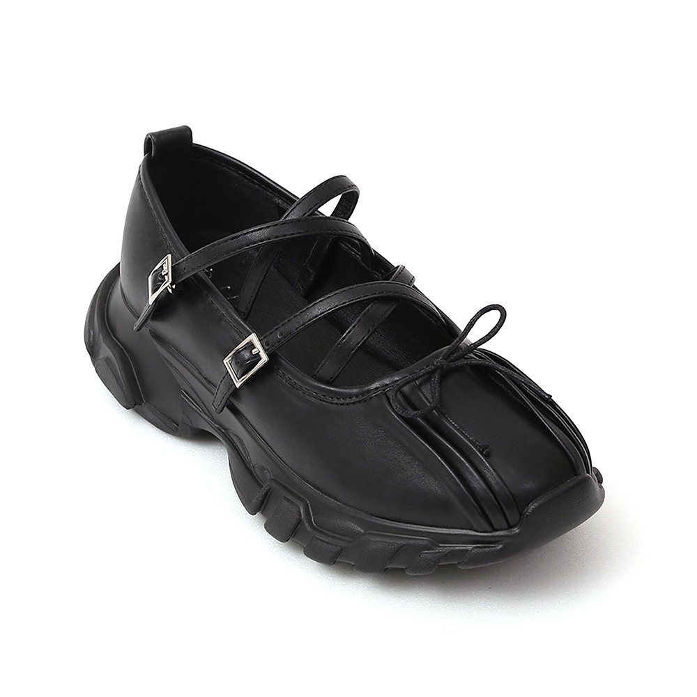 活力芭蕾．蝴蝶結交叉帶瑪莉珍運動鞋 時尚黑