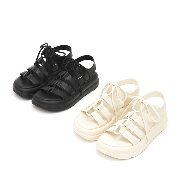 Lace-up Platform Roman Sandals 米