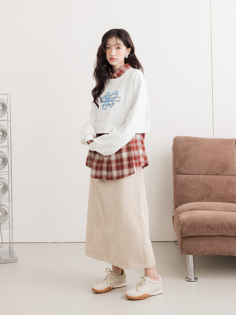  機能增高真皮阿甘休閒鞋 米白