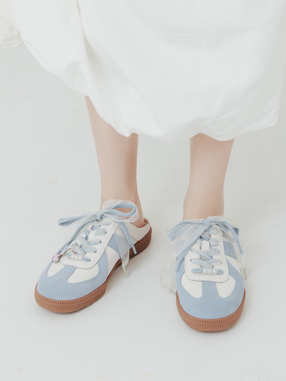 【Disney】牡蠣寶寶真皮德訓穆勒鞋 天空藍