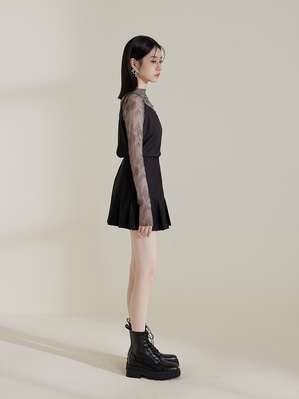 酷甜小妞.方糖鬆糕厚底綁帶短靴 時尚黑