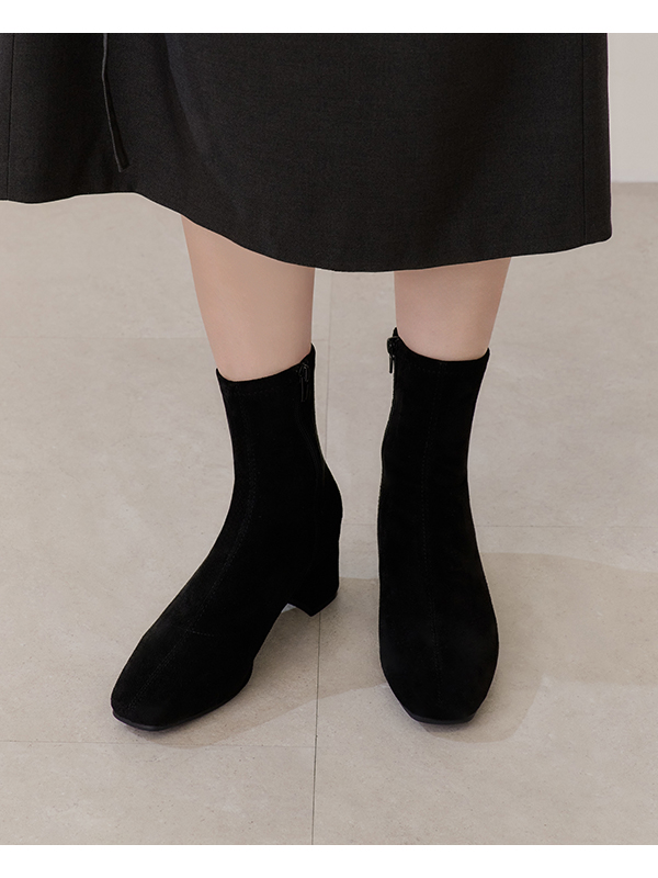 Square Toe Sock Boots Textured black