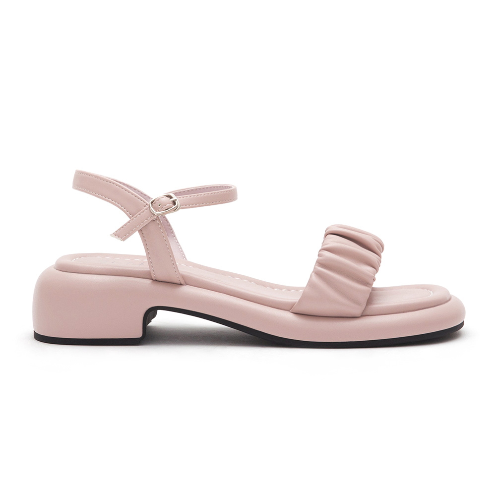 Marshmallow Single Strap Ruched Sandals Pink