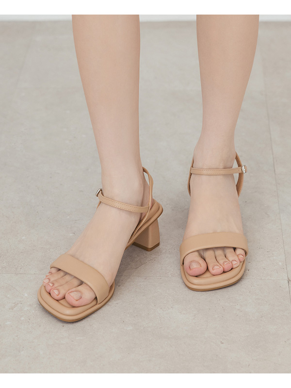 Square Toe Soft Mid-Heel Sandals Pink