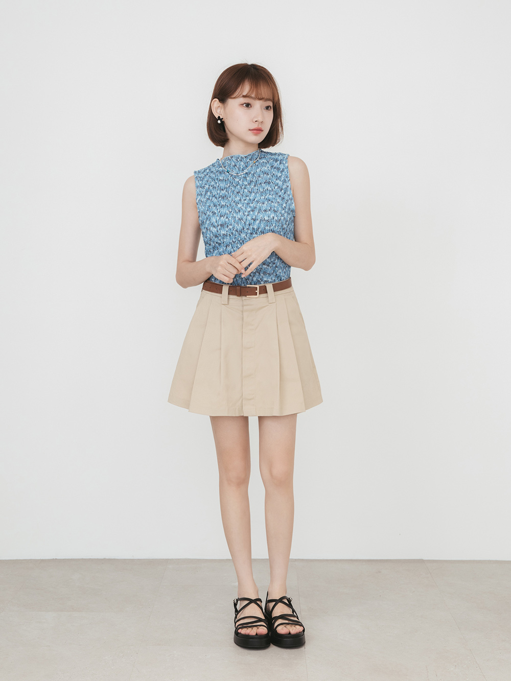 夏日樂園交叉細帶厚底涼鞋 時尚黑