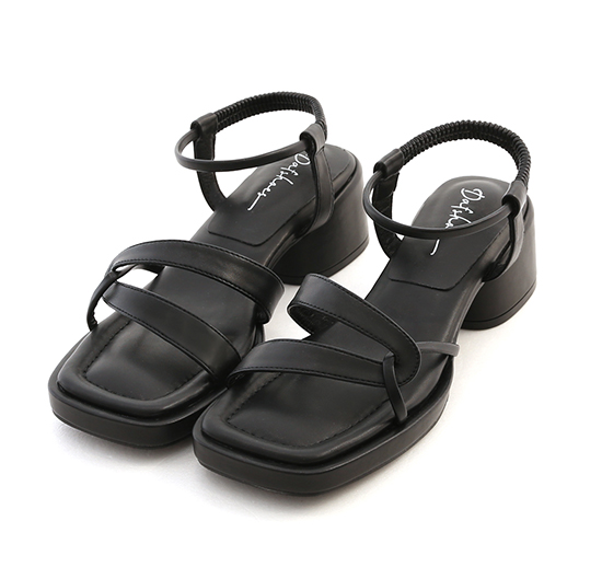 Puffy Cushioned Knot Mid Heel Sandals Black