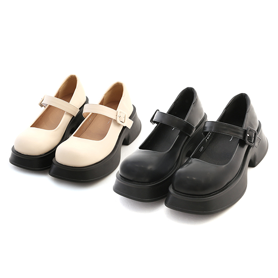 Lightweight Platform Mary Jane Shoes Black