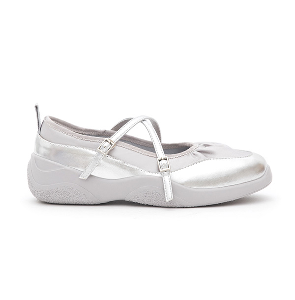 Cross-Strap Functional Mary Jane Shoes Silver