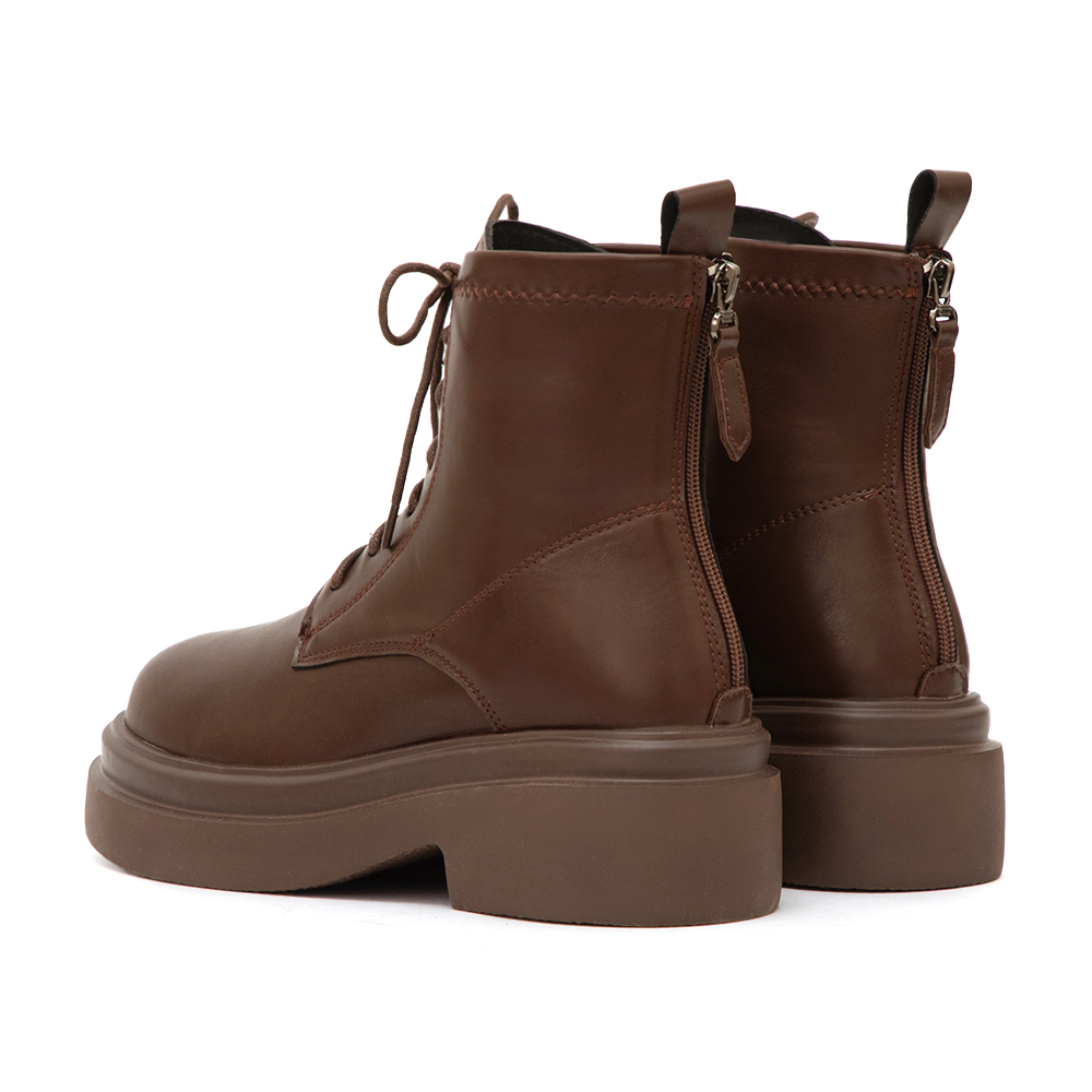 偶像學園輕量厚底綁帶短靴 咖啡色