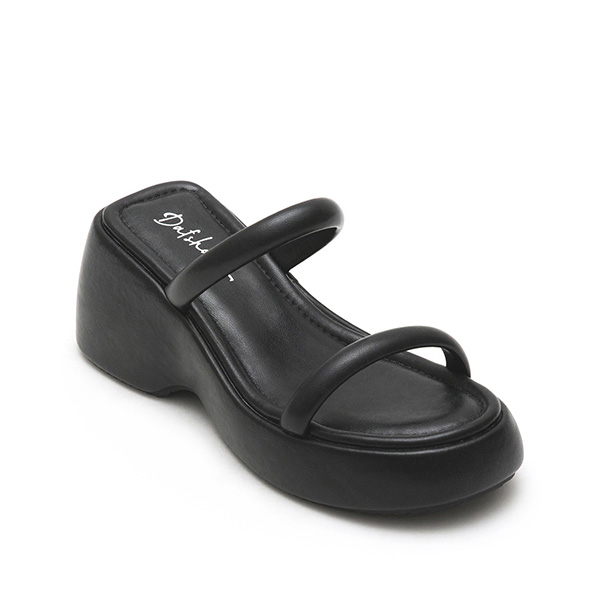 One-Strap Comfy Thick Sole Slide Sandals Black