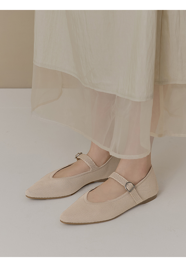 【3D零感雲織鞋】尖頭瑪莉珍鞋 密茶杏