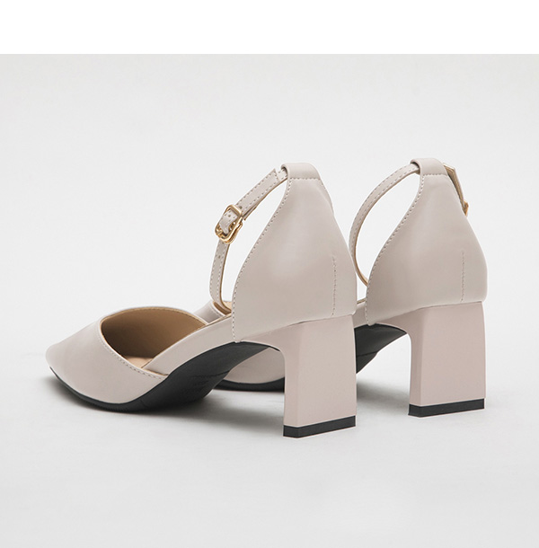 4D Cushioned Pointed Toe Flat Heel Mary Jane Shoes Grey