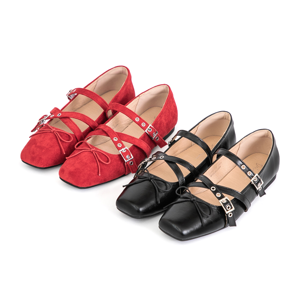 甜美酷感交叉帶瑪莉珍鞋 黑色