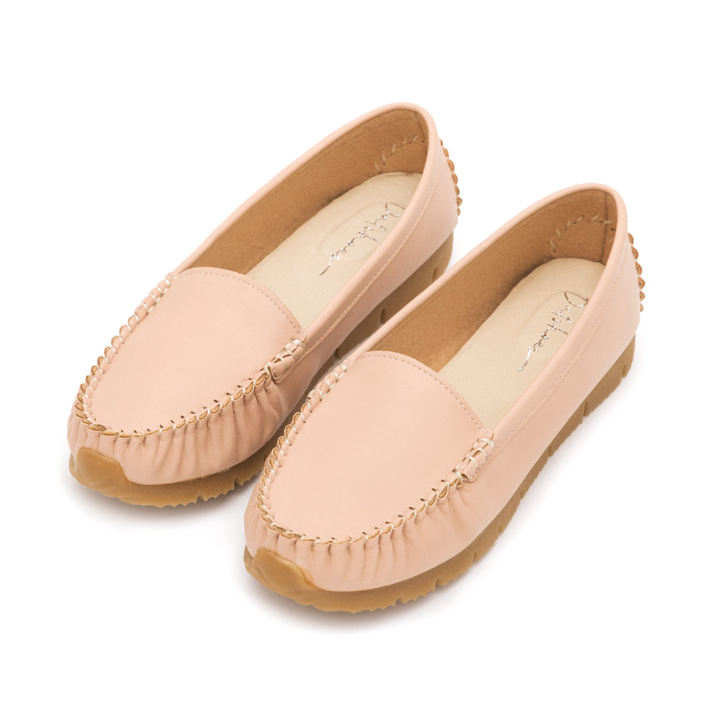 MIT Plain Platform Moccasins Pink