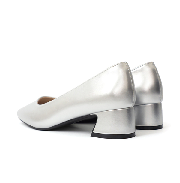 Minimalist Pointed-Toe 4cm Low Heels Silver