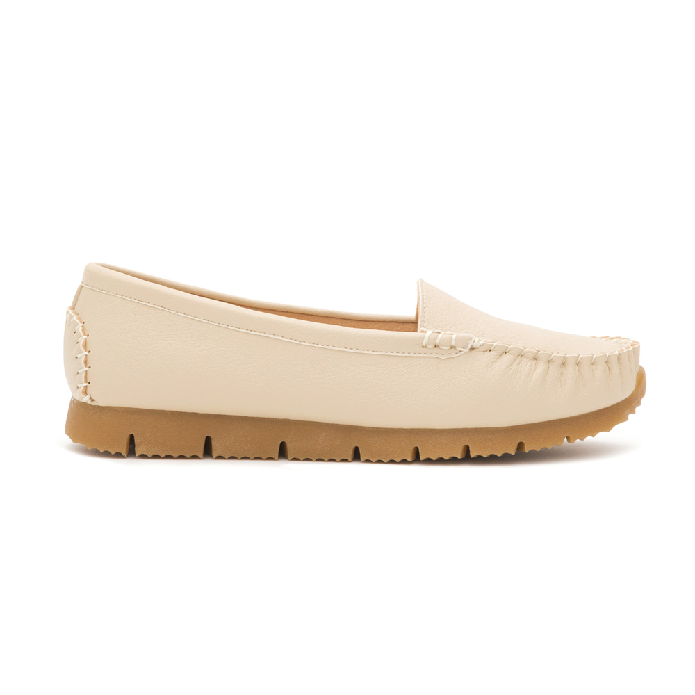 MIT Plain Platform Moccasins Cream