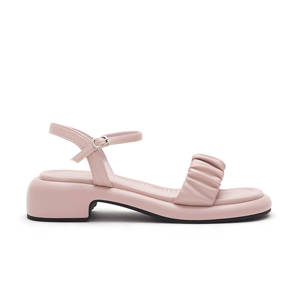 Marshmallow Single Strap Ruched Sandals Pink