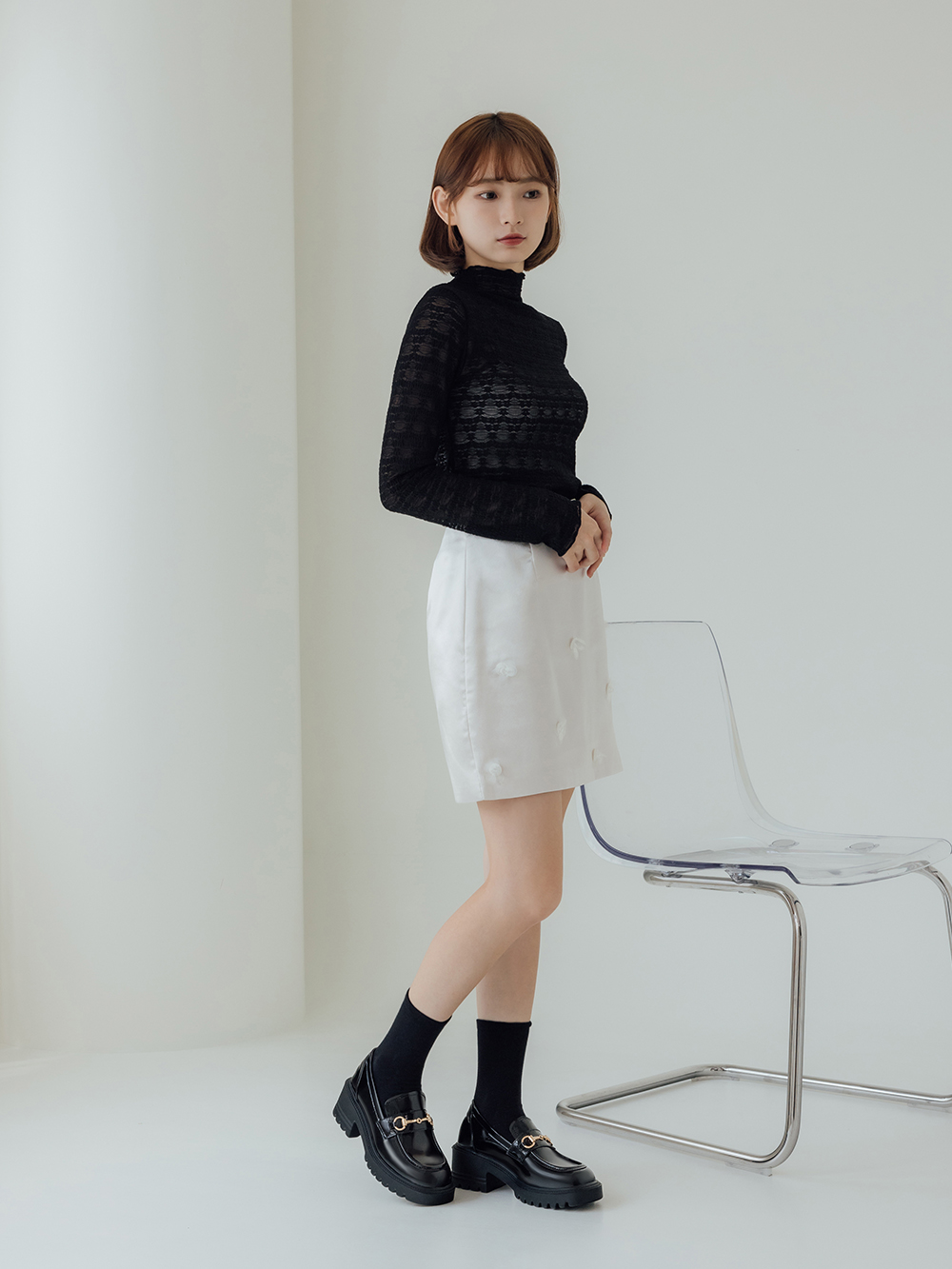 貴族學院．漆皮馬銜釦厚底輕量樂福鞋 時尚黑